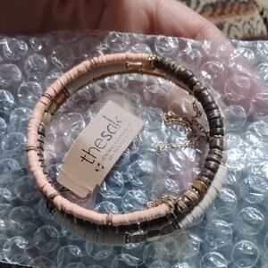 Pink and Brown Beaded Bracelet Set